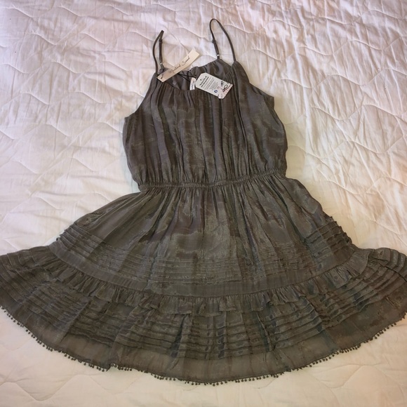 Mustard Seed New W.T. Pleated Spaghetti Straps Dress Size Small ,Greenish,Gray - Picture 1 of 4